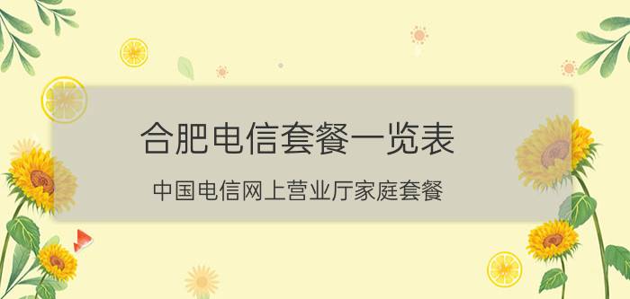 合肥电信套餐一览表 中国电信网上营业厅家庭套餐？